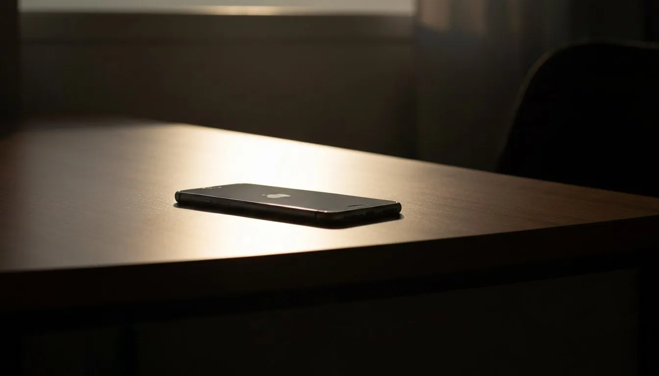 An empty desk at dawn with a phone face down, choosing a simpler recovery tool