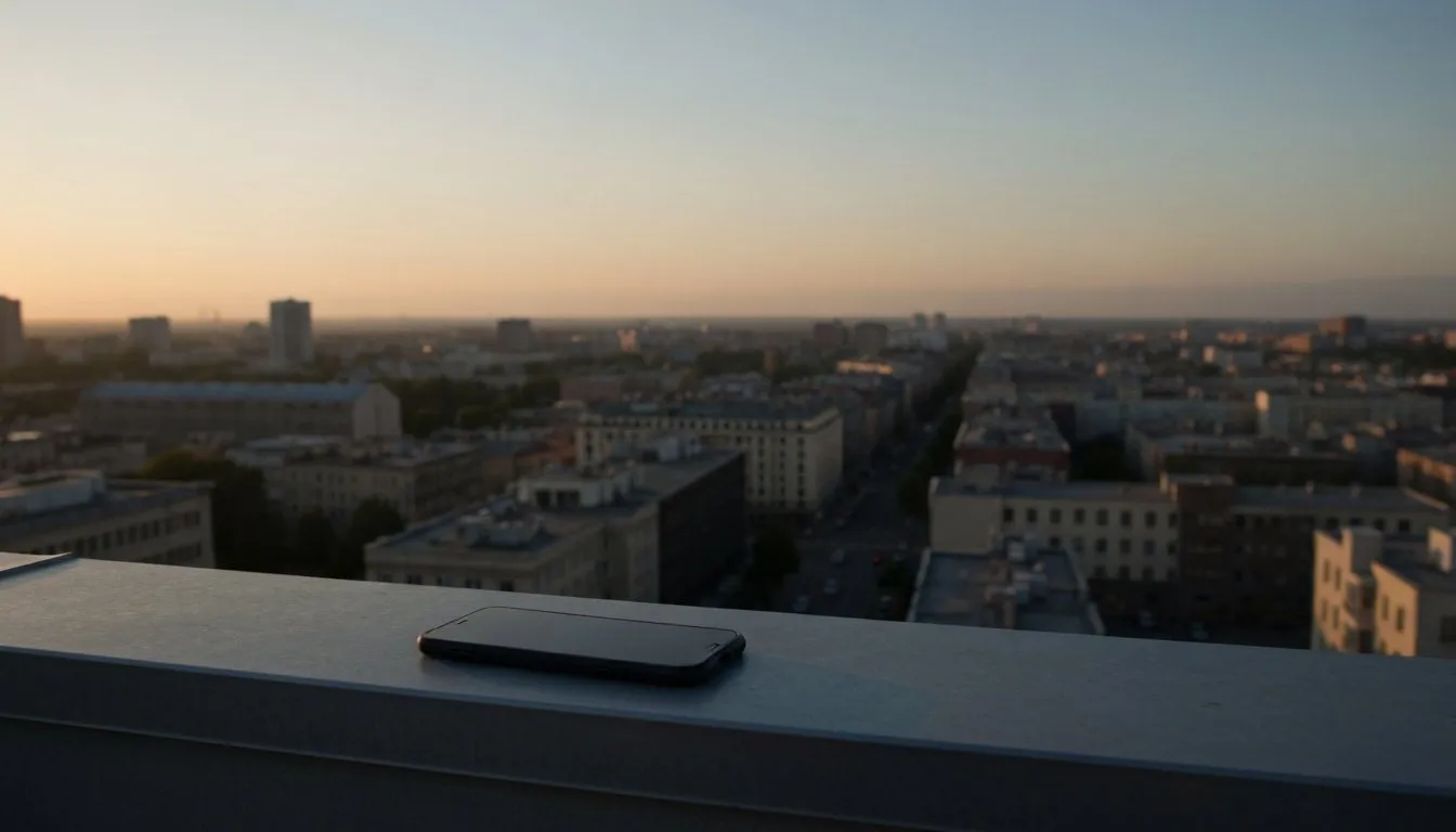 Man at sunrise looking out over a city, representing the clarity that comes from a tracked streak