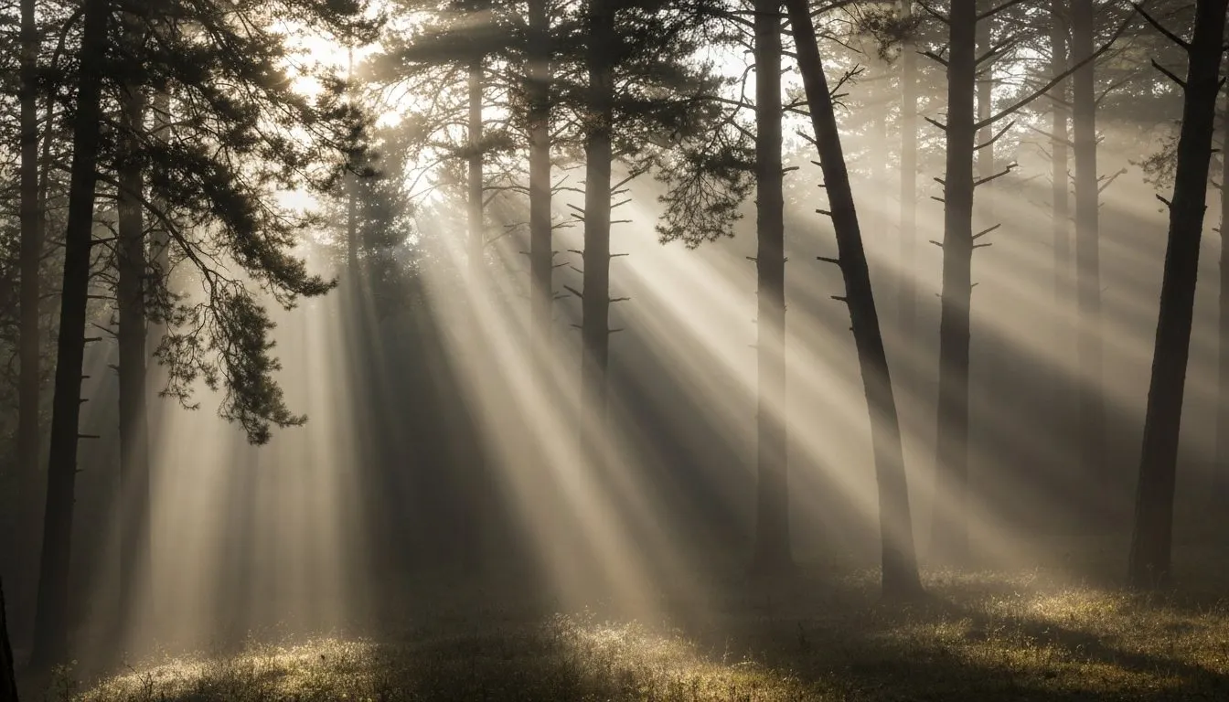 Sunlight breaking through mist in a forest, symbolizing flatline recovery