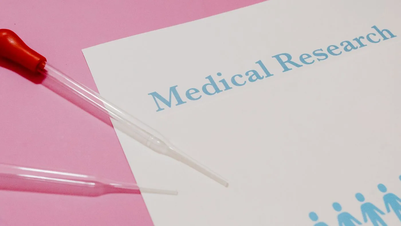 A medical research document on a desk