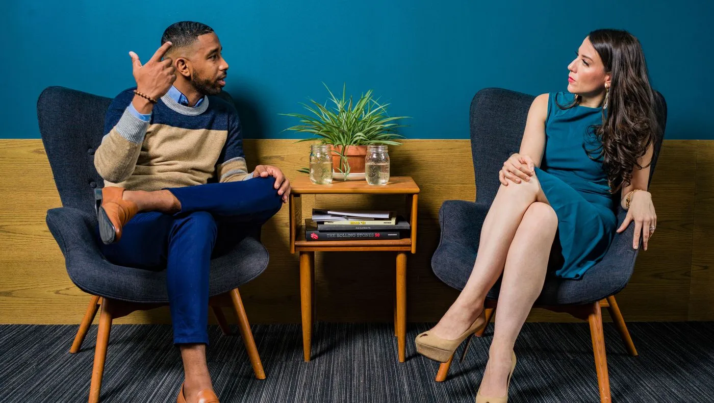 Two people in conversation